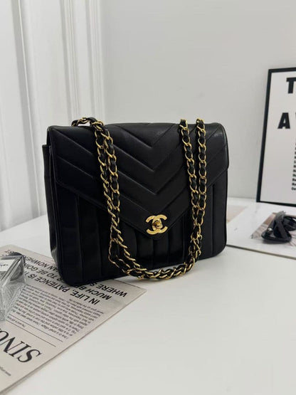 Chanel V-stitch 2-Way Chain Shoulder Bag Lambskin