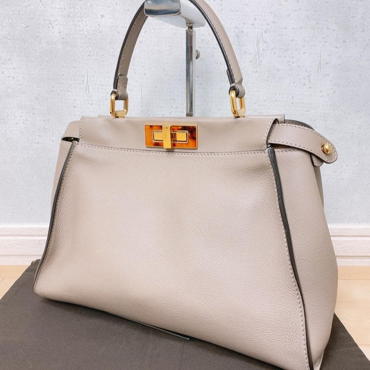 Fendi Peekaboo Tortola Gray Ju Beige Handbag