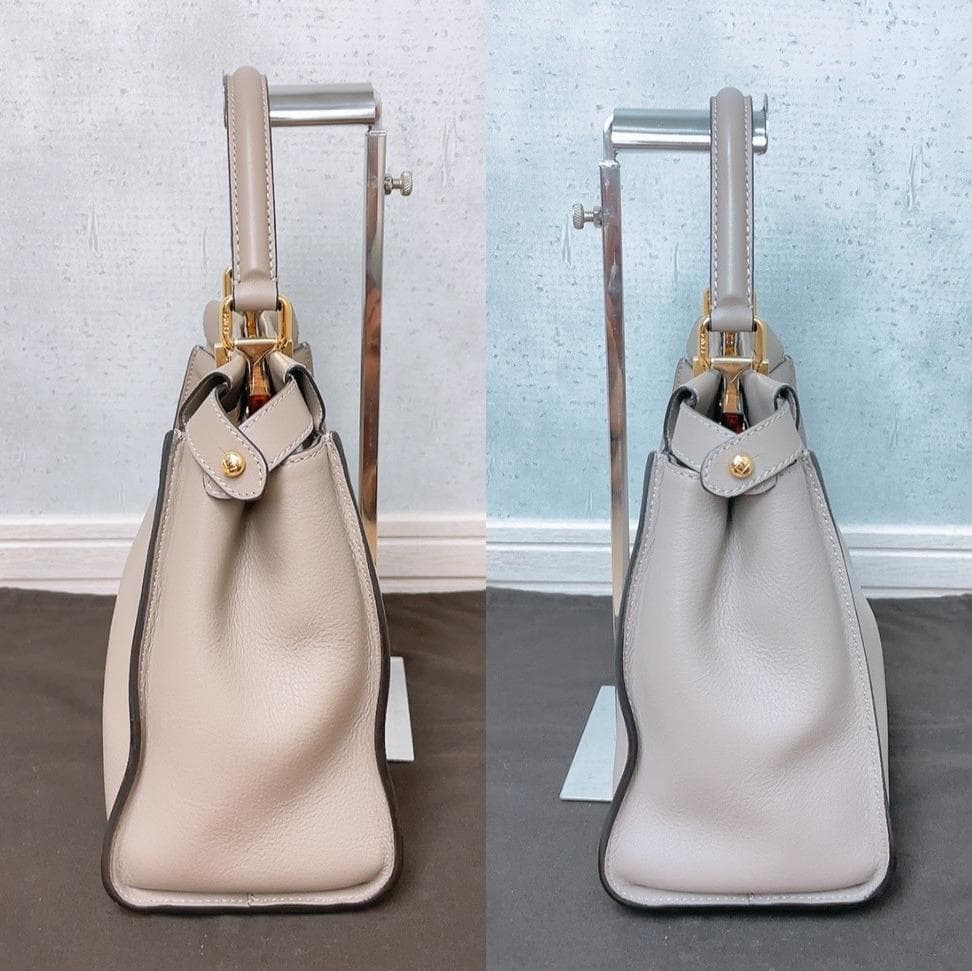 Fendi Peekaboo Tortola Gray Ju Beige Handbag — view 4
