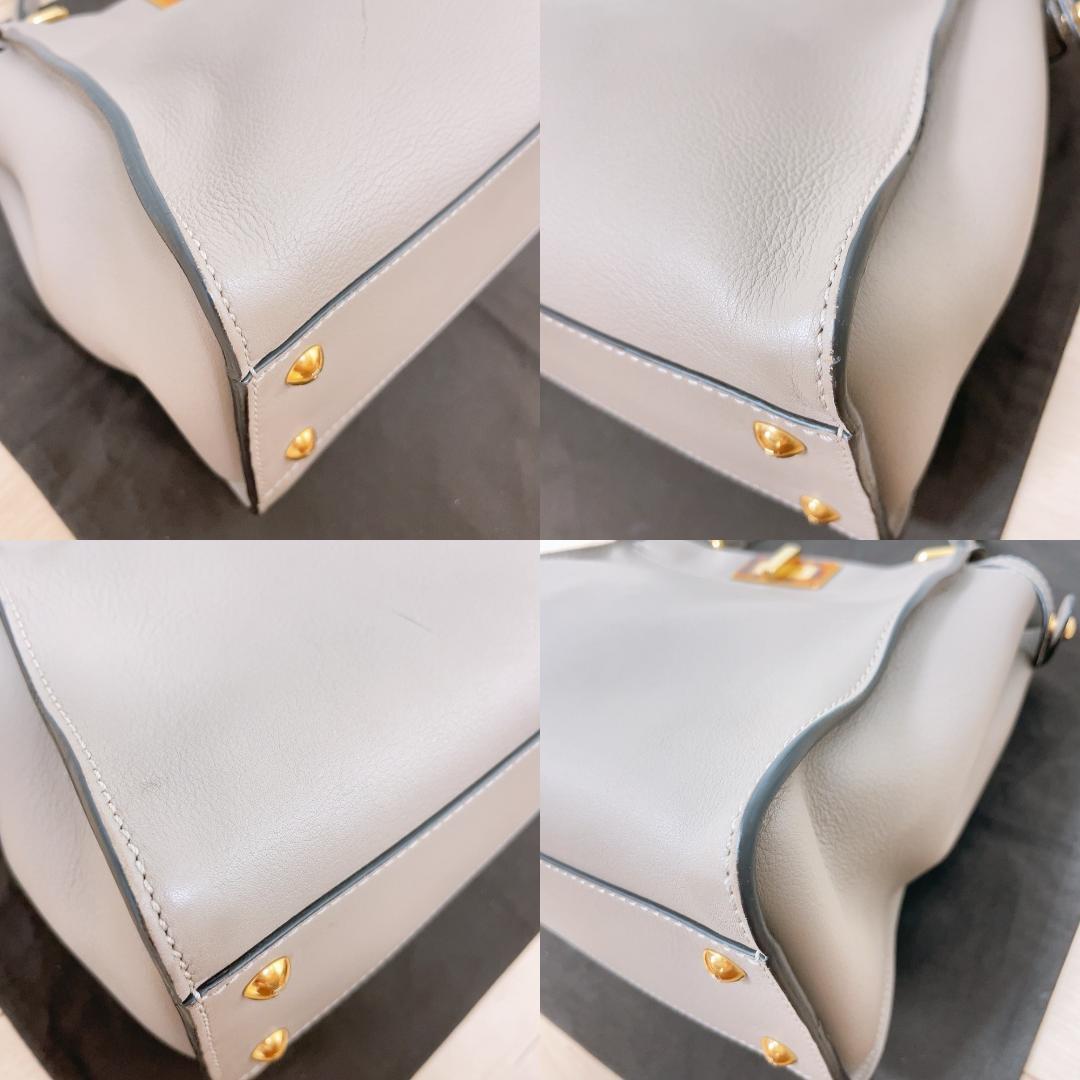 Fendi Peekaboo Tortola Gray Ju Beige Handbag — view 6