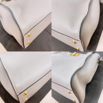 Fendi Peekaboo Tortola Gray Ju Beige Handbag — view 6