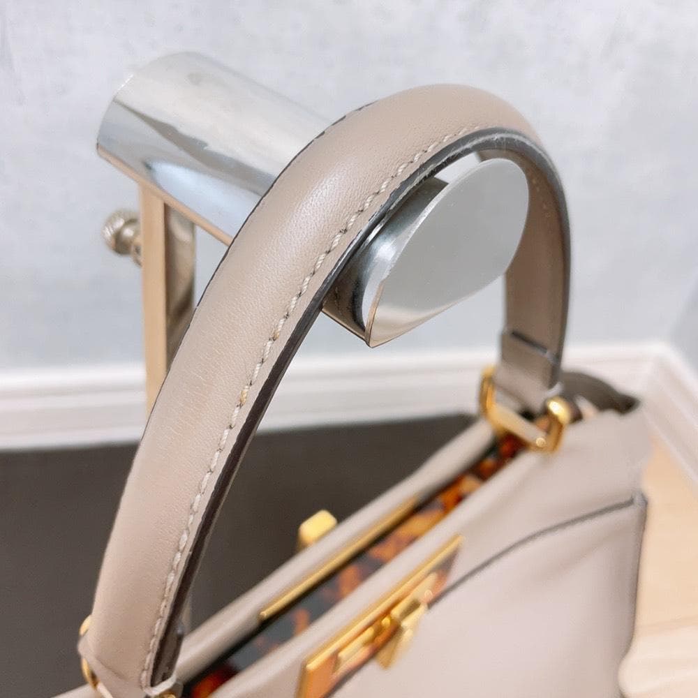 Fendi Peekaboo Tortola Gray Ju Beige Handbag — view 7