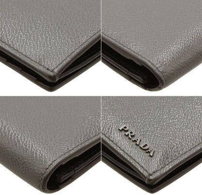 Prada Leather Bifold Long Wallet With Bill Compartment
