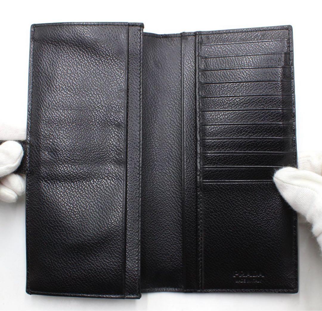 Prada Leather Bifold Long Wallet With Bill Compartment
