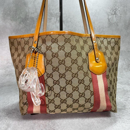 Gucci GG Sherry Line Tote Bag Brown Charm Logo — view 2