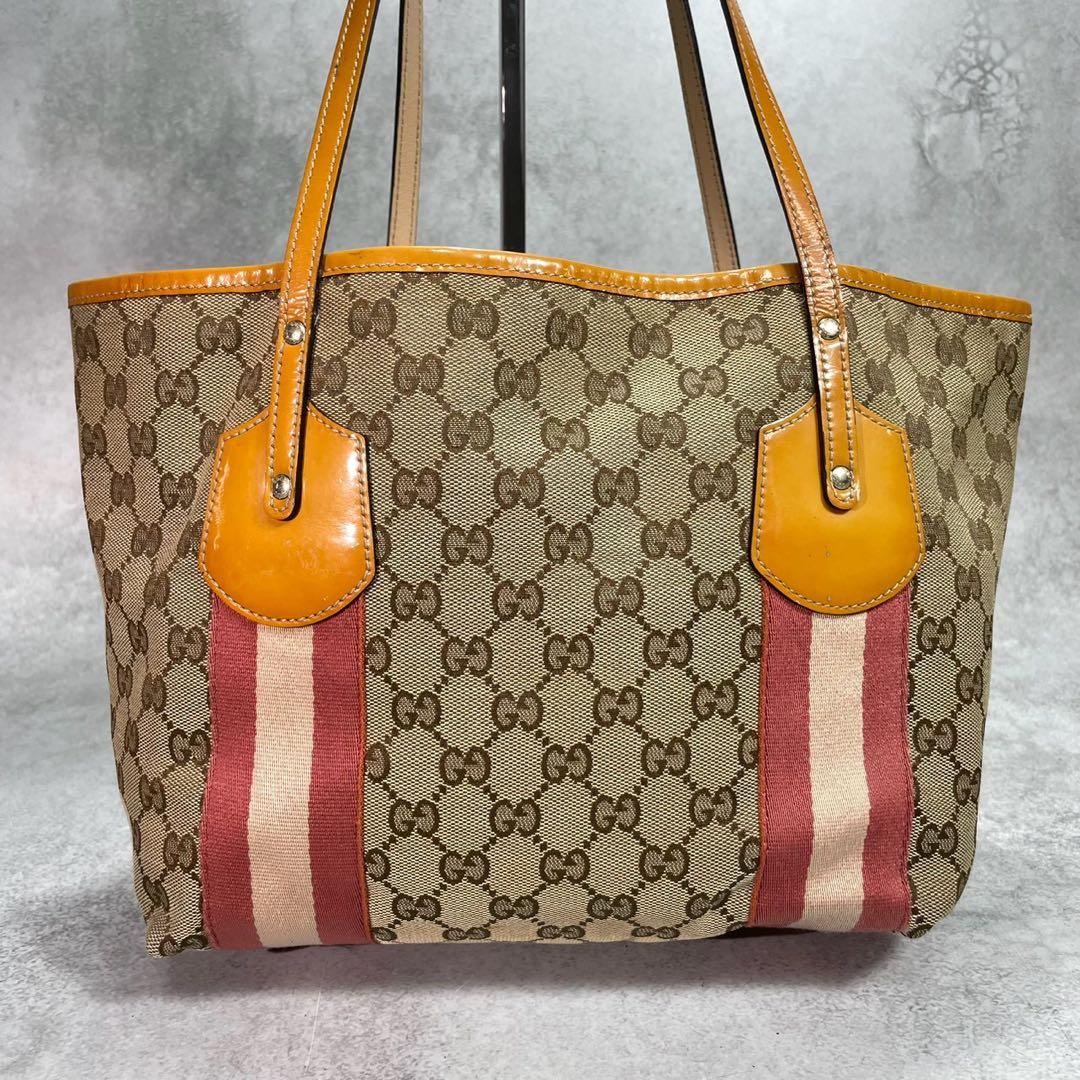 Gucci GG Sherry Line Tote Bag Brown Charm Logo — view 3