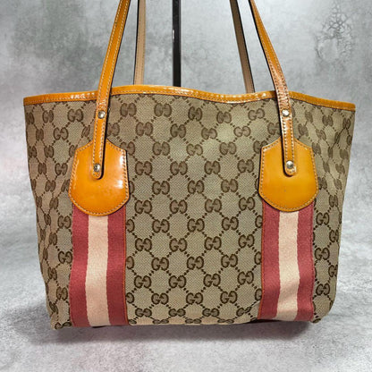 Gucci GG Sherry Line Tote Bag Brown Charm Logo — view 3