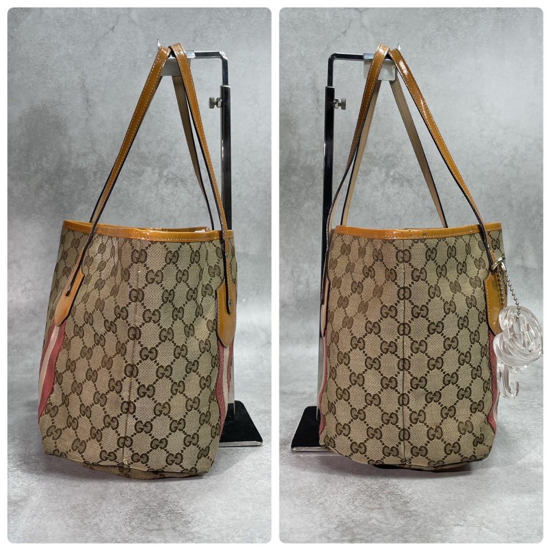 Gucci GG Sherry Line Tote Bag Brown Charm Logo — view 7