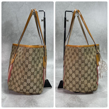Gucci GG Sherry Line Tote Bag Brown Charm Logo — view 7