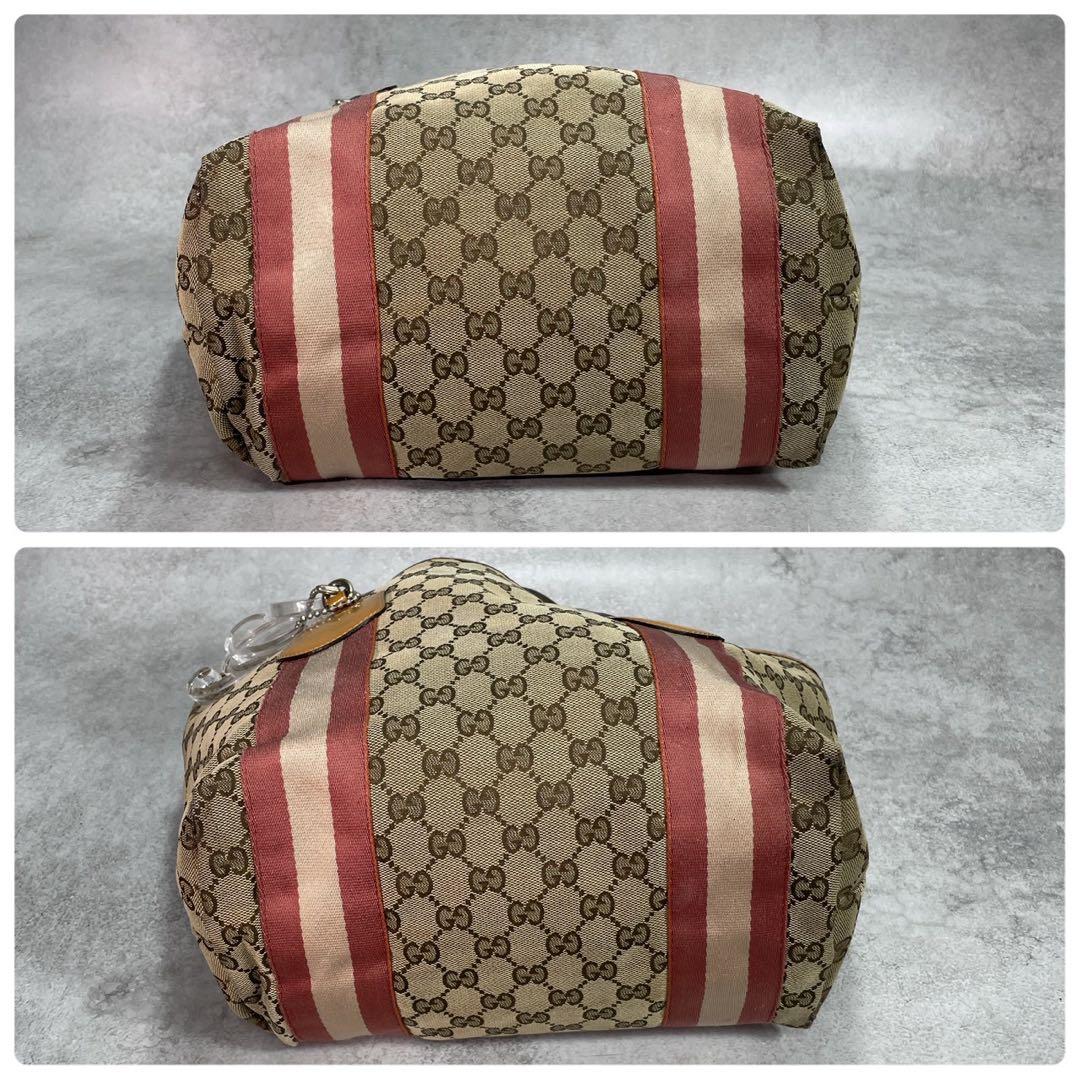 Gucci GG Sherry Line Tote Bag Brown Charm Logo — view 8