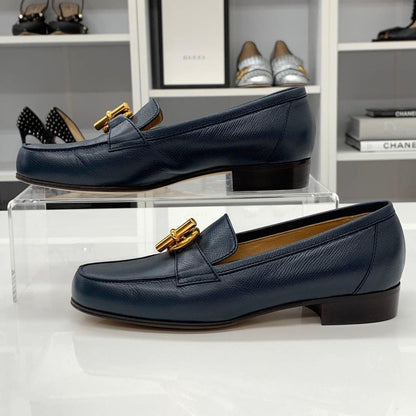Hermes Leather Chaine D'ancre Loafer Navy