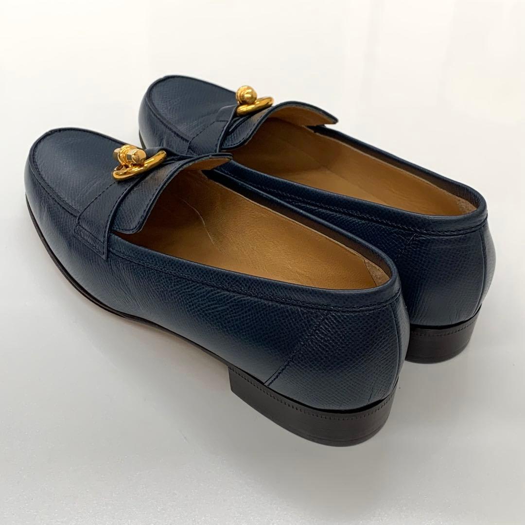 Hermes Leather Chaine D'ancre Loafer Navy