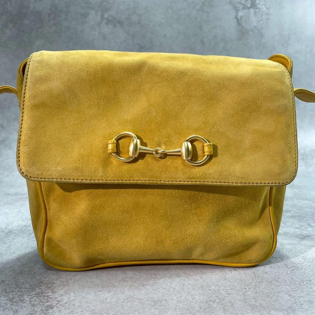 Gucci Shoulder Bag Horsebit Suede Yellow Leather — view 2