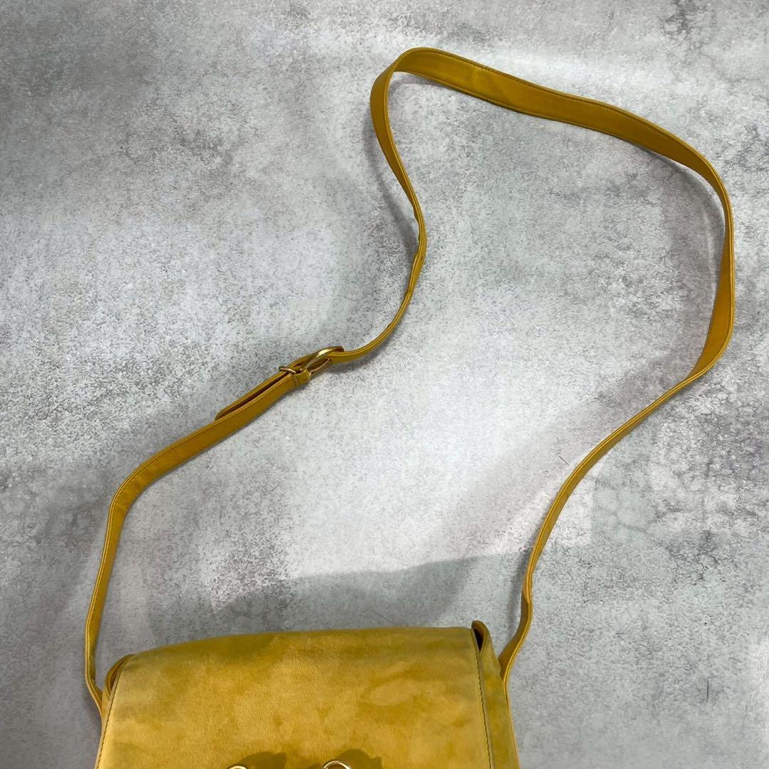 Gucci Shoulder Bag Horsebit Suede Yellow Leather — view 4