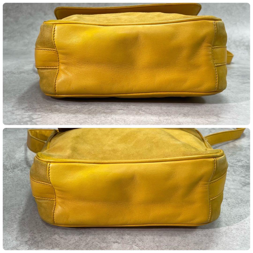 Gucci Shoulder Bag Horsebit Suede Yellow Leather — view 8