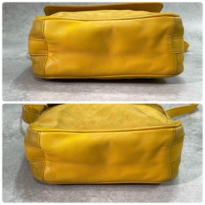 Gucci Shoulder Bag Horsebit Suede Yellow Leather — view 8