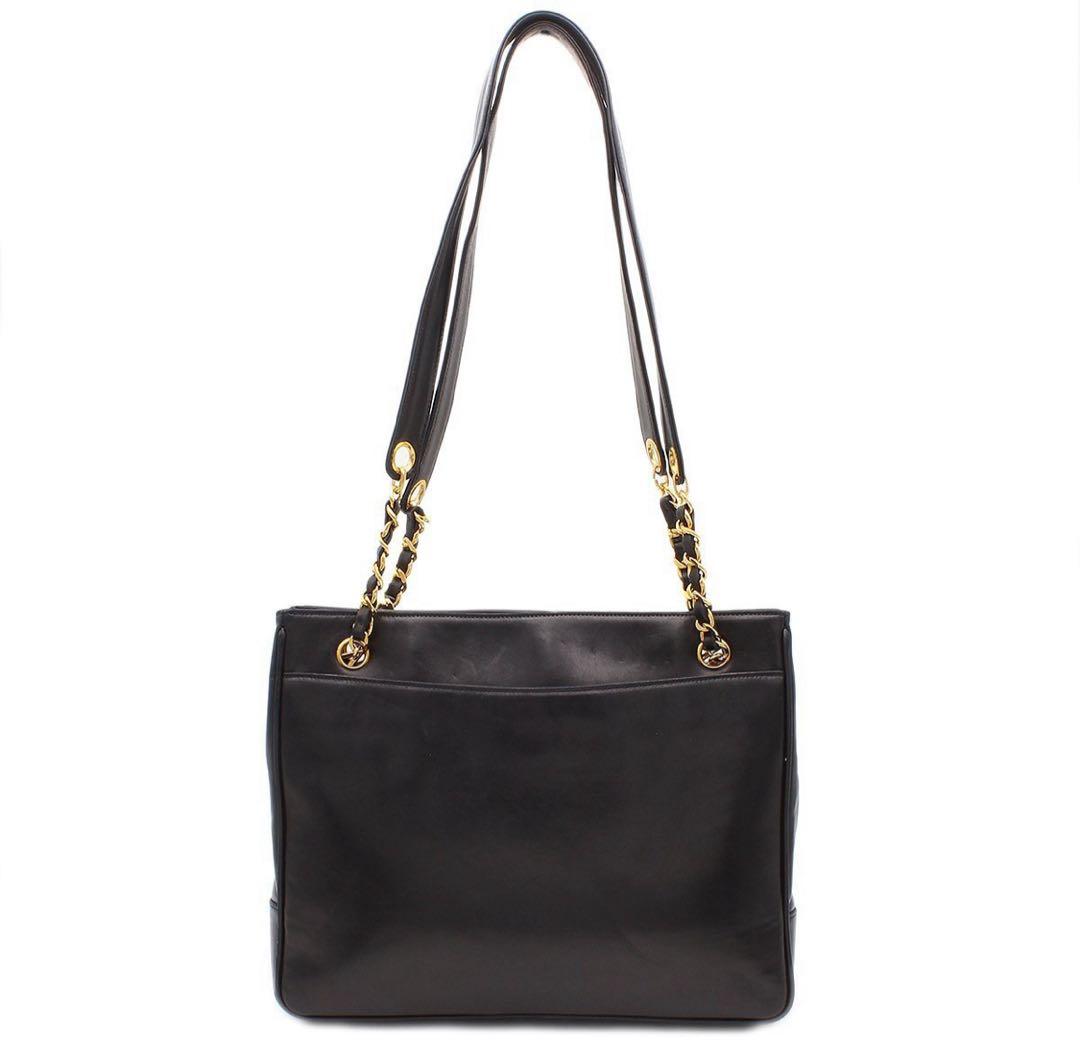 Chanel Coco Mark Leather Chain Shoulder Tote Bag