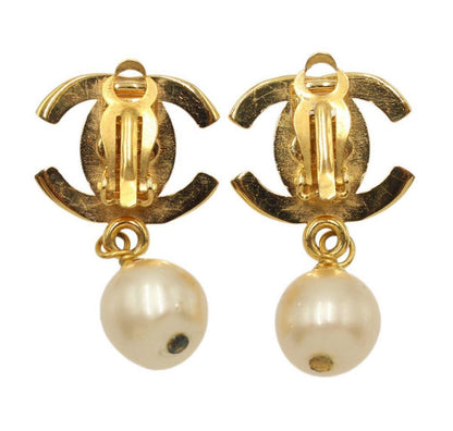 Chanel Faux Pearl Turnlock Swing Earrings