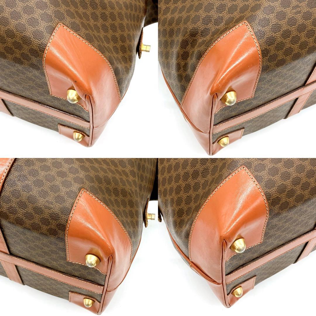 Celine Boston Bag Macadam Pattern Gold Hardware PVC Brown