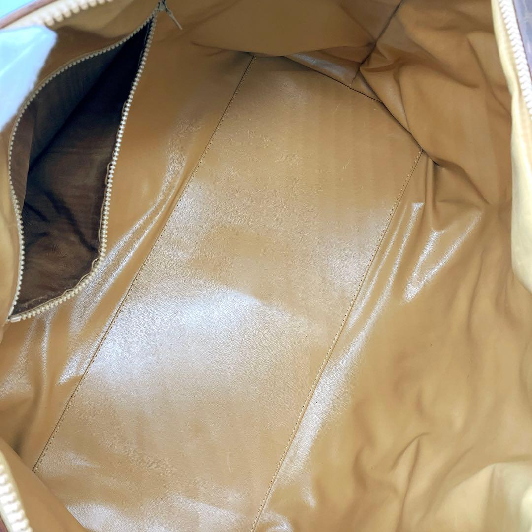 Celine Boston Bag Macadam Pattern Gold Hardware PVC Brown