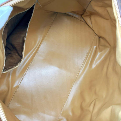 Celine Boston Bag Macadam Pattern Gold Hardware PVC Brown