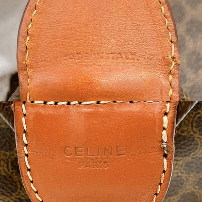 Celine Boston Bag Macadam Pattern Gold Hardware PVC Brown