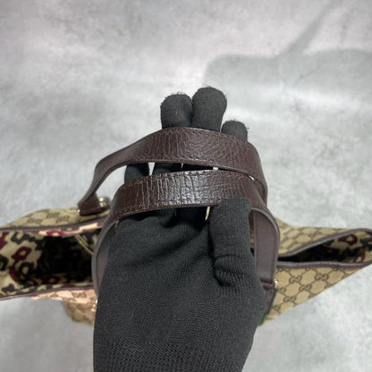 Gucci GG Sherry Line Tote Bag Brown Leather Logo — view 4