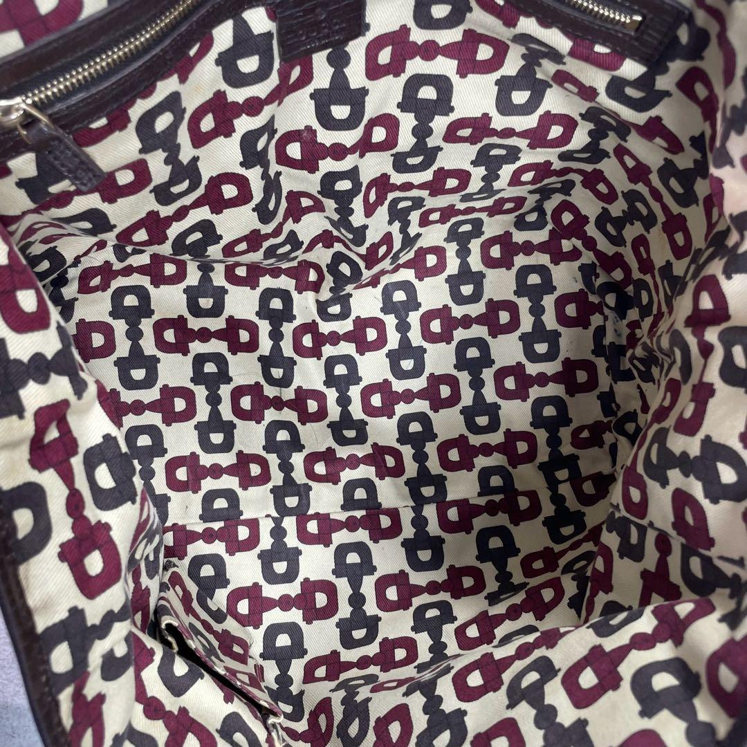 Gucci GG Sherry Line Tote Bag Brown Leather Logo — view 5