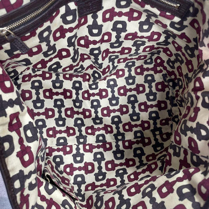 Gucci GG Sherry Line Tote Bag Brown Leather Logo — view 5