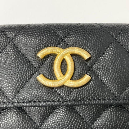 Chanel Caviar Leather CC Logo Small Wallet Foldable — view 8