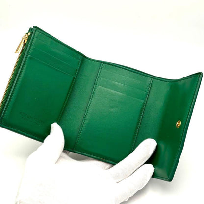 Bottega Veneta Trifold Wallet Green Cassette Intrecciato — view 4