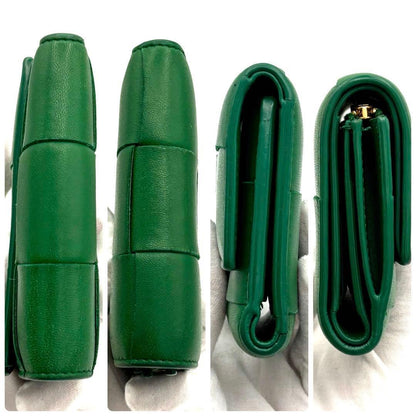 Bottega Veneta Trifold Wallet Green Cassette Intrecciato — view 6