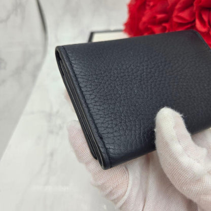 Gucci Business Card Case Coin Purse Leather Navy — view 7