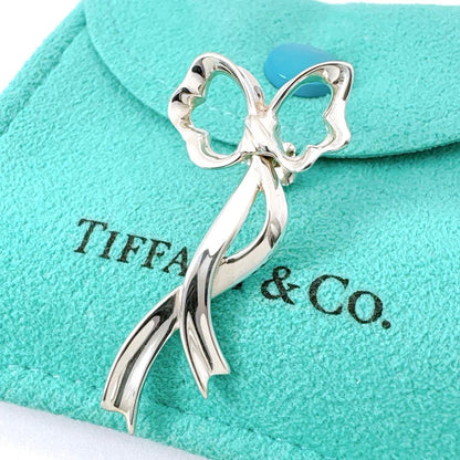 Tiffany & Co Ribbon Swing Earrings Catch Outside Silver