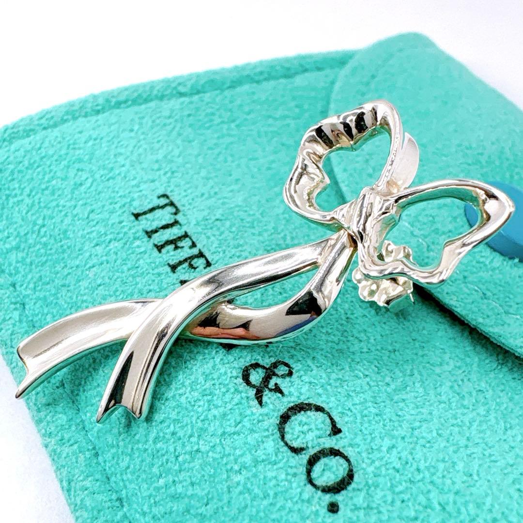 Tiffany & Co Ribbon Swing Earrings Catch Outside Silver