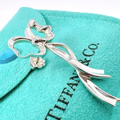 Tiffany & Co Ribbon Swing Earrings Catch Outside Silver