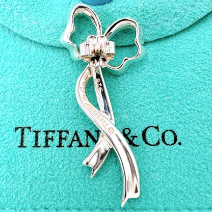 Tiffany & Co Ribbon Swing Earrings Catch Outside Silver