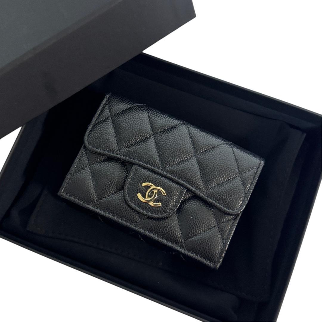 Chanel Quilted Caviar Leather Trifold Wallet