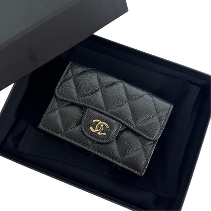 Chanel Quilted Caviar Leather Trifold Wallet