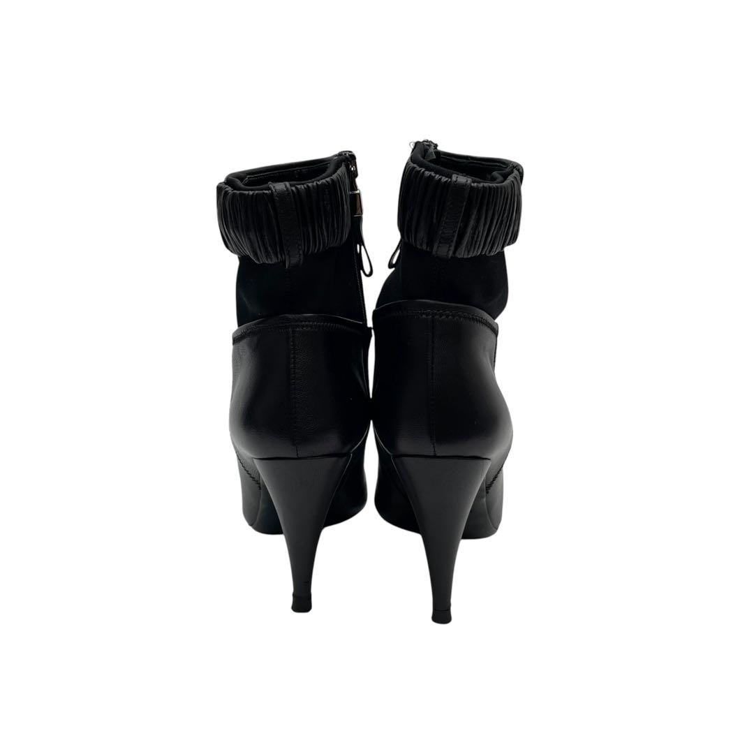 Prada Leather Short Boots Booties Heels Black — view 3