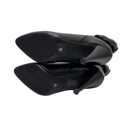 Prada Leather Short Boots Booties Heels Black — view 4