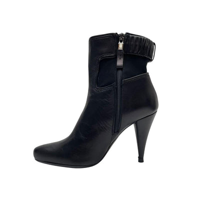 Prada Leather Short Boots Booties Heels Black — view 8
