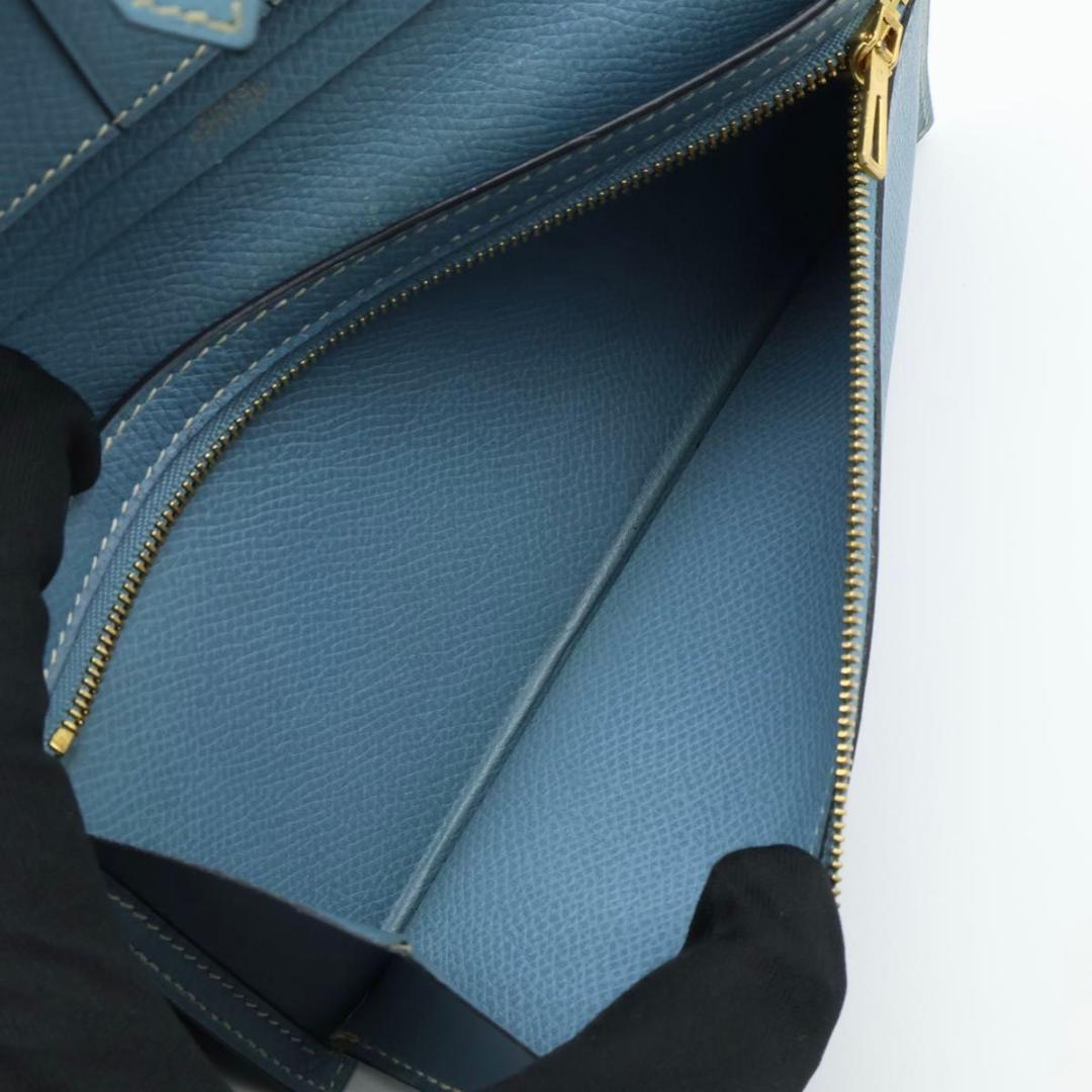 Hermes Bearn Classic Blue Jean Epsom Gold Wallet — view 5