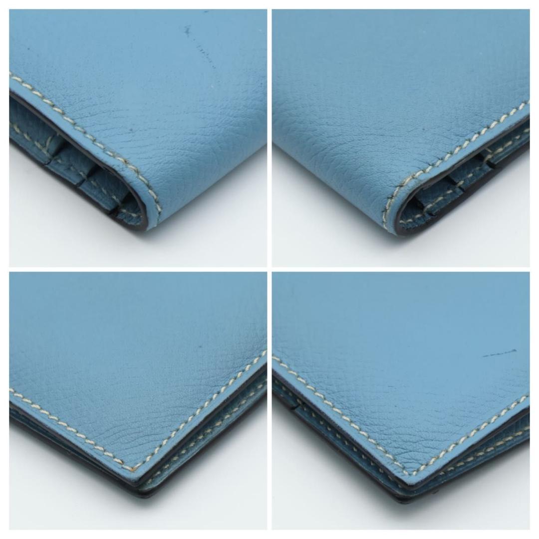Hermes Bearn Classic Blue Jean Epsom Gold Wallet — view 8