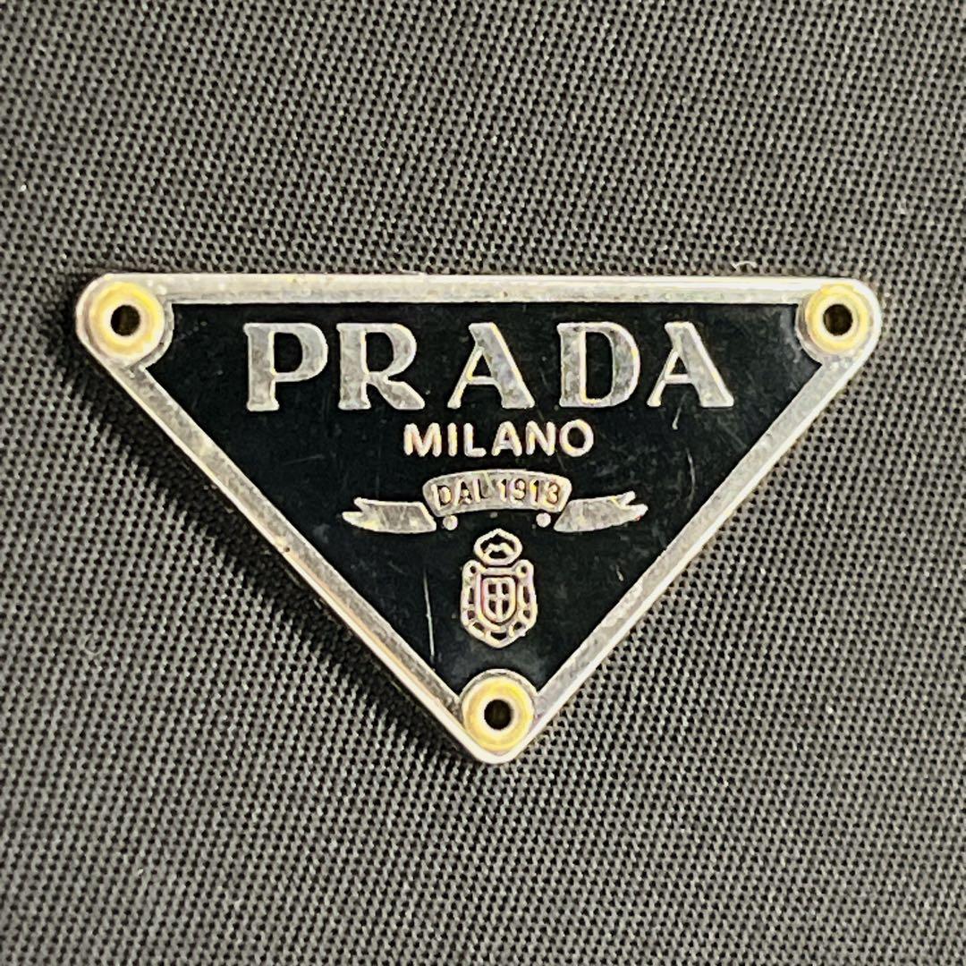 Prada Long Wallet Triangle Logo Plate Long Wallet Black Nylon Leather