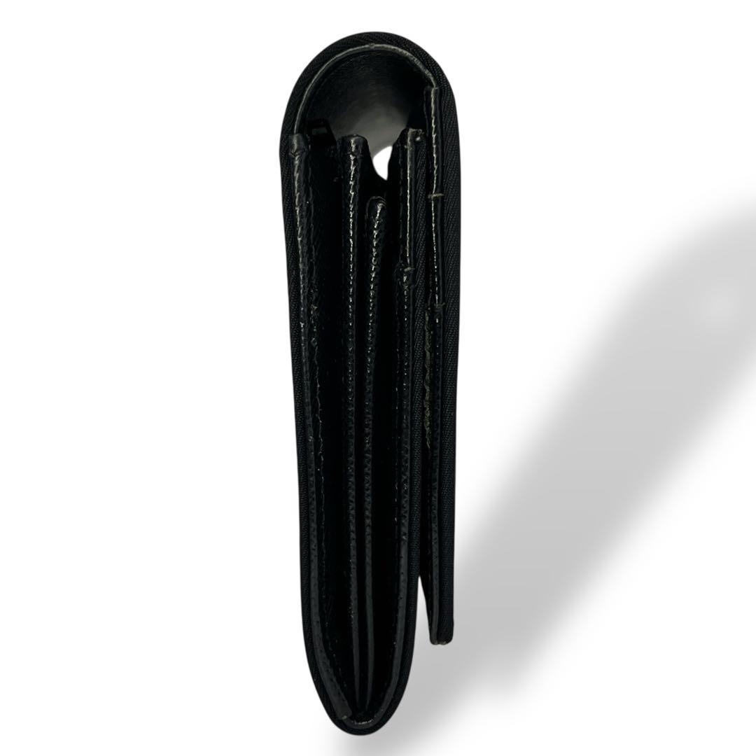 Prada Long Wallet Triangle Logo Plate Long Wallet Black Nylon Leather