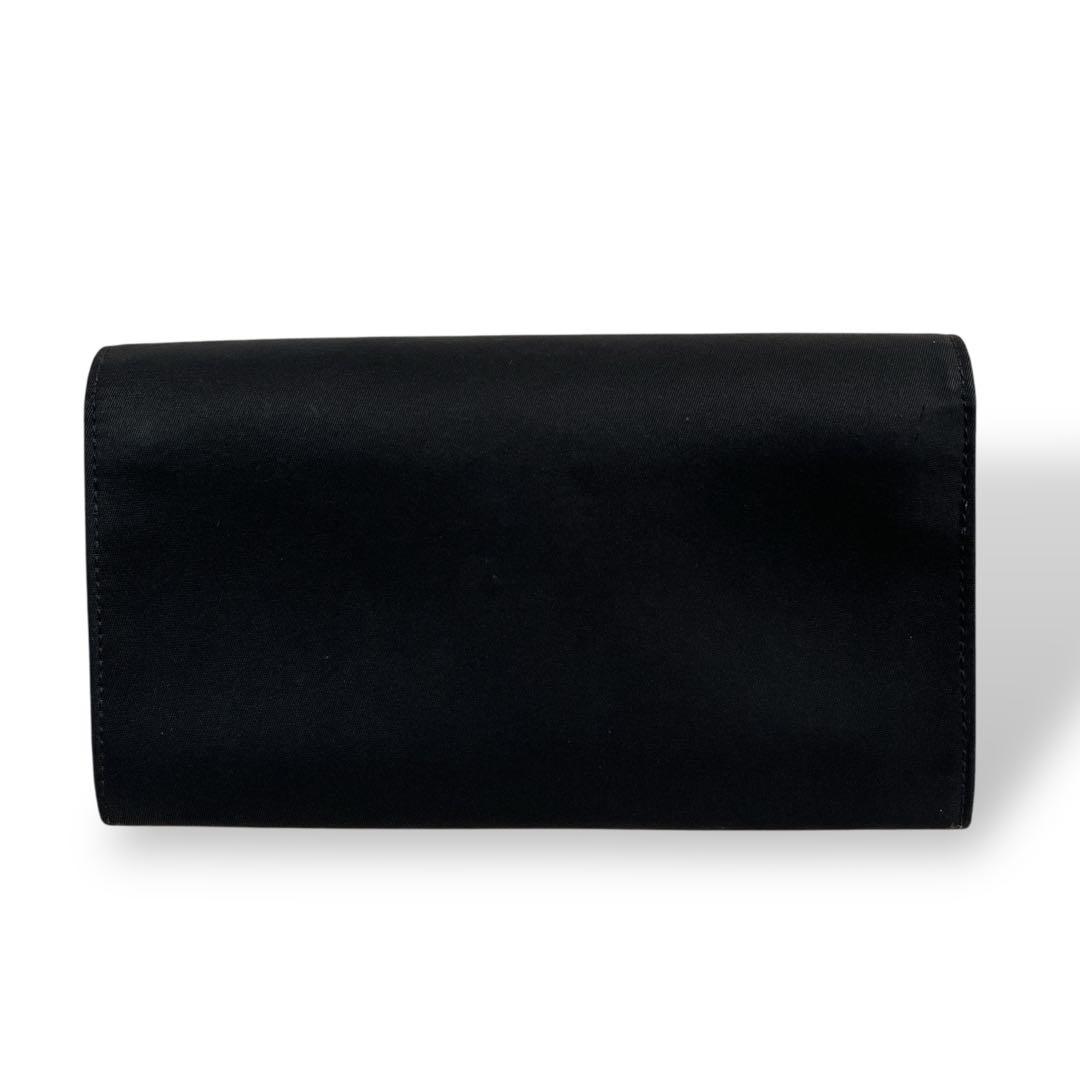 Prada Long Wallet Triangle Logo Plate Long Wallet Black Nylon Leather