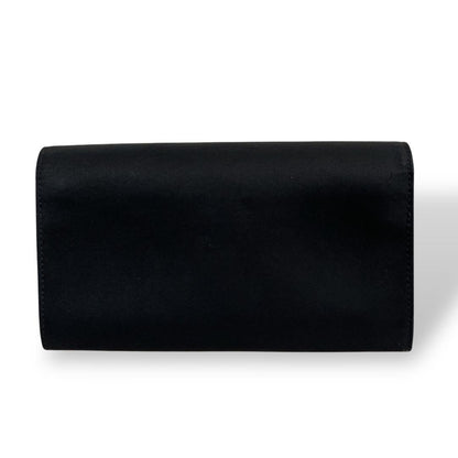 Prada Long Wallet Triangle Logo Plate Long Wallet Black Nylon Leather