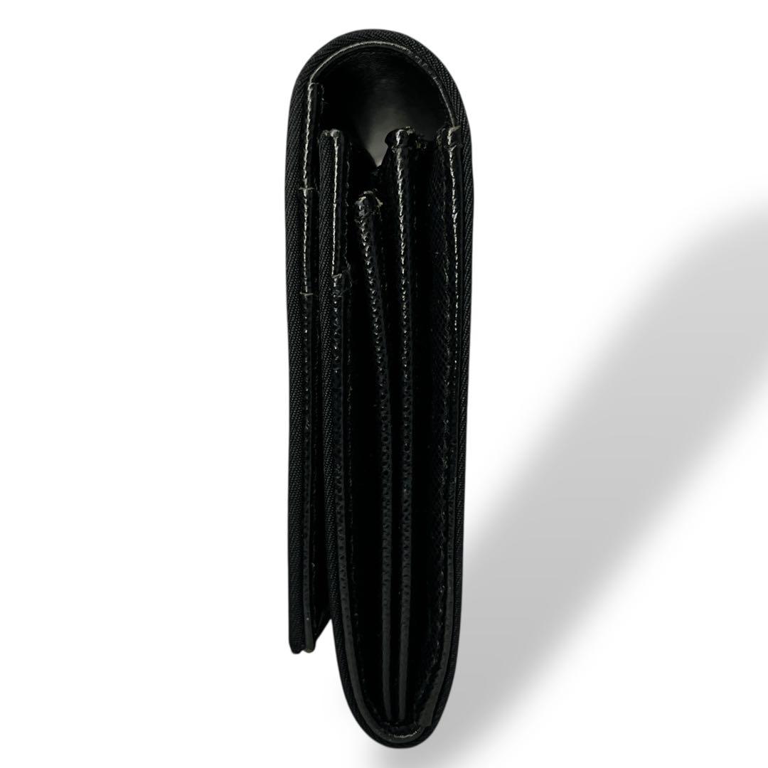 Prada Long Wallet Triangle Logo Plate Long Wallet Black Nylon Leather