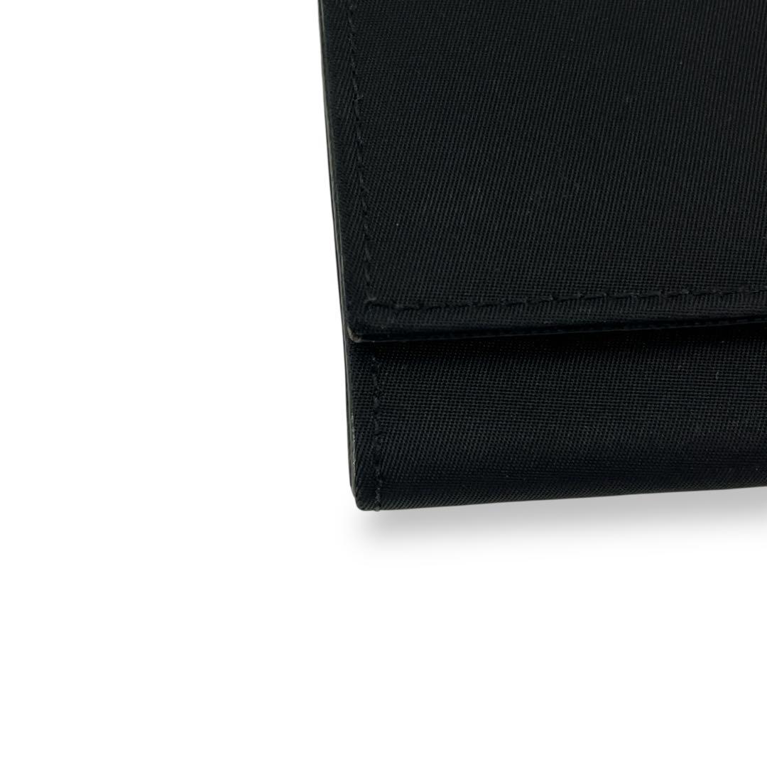Prada Long Wallet Triangle Logo Plate Long Wallet Black Nylon Leather
